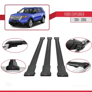 Ford Explorer 2011-2015 Arası ile uyumlu FLY Model Ara Atkı Tavan Barı SİYAH 3 ADET BAR thumb 5