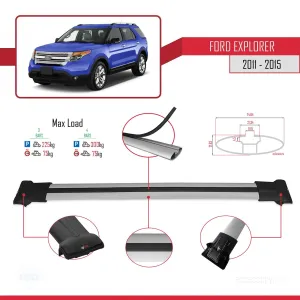 Ford Explorer 2011-2015 Arası ile uyumlu FLY Model Ara Atkı Tavan Barı GRİ 4 ADET BAR thumb 4