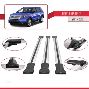 Ford Explorer 2011-2015 Arası ile uyumlu FLY Model Ara Atkı Tavan Barı GRİ 3 ADET BAR thumb 5