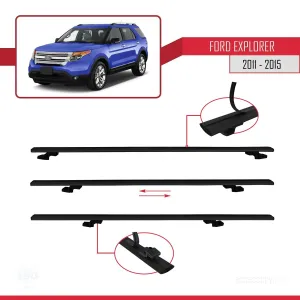Ford Explorer 2011-2015 Arası ile uyumlu Basic Model Ara Atkı Tavan Barı SİYAH 3 ADET thumb 5