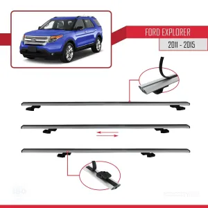 Ford Explorer 2011-2015 Arası ile uyumlu Basic Model Ara Atkı Tavan Barı GRİ 3 ADET thumb 5