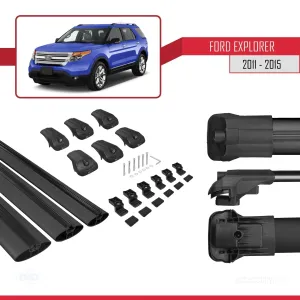 Ford Explorer 2011-2015 Arası ile uyumlu ACE-1 Ara Atkı Tavan Barı SİYAH 3 ADET BAR thumb 5
