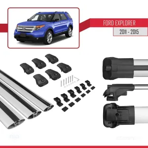 Ford Explorer 2011-2015 Arası ile uyumlu ACE-1 Ara Atkı Tavan Barı GRİ 3 ADET BAR thumb 5