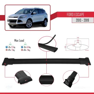 Ford Escape 2013-2019 Arası ile Uyumlu FLY Model Ara Atkı Tavan Barı SİYAH 3 ADET BAR thumb 4
