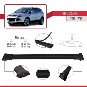 Ford Escape 2013-2019 Arası ile Uyumlu FLY Model Ara Atkı Tavan Barı SİYAH thumb 4