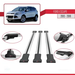 Ford Escape 2013-2019 Arası ile Uyumlu FLY Model Ara Atkı Tavan Barı GRİ 3 ADET BAR thumb 5