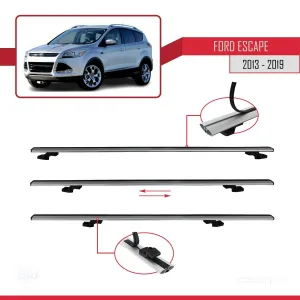 Ford Escape 2013-2019 Arası ile uyumlu Basic Model Ara Atkı Tavan Barı GRİ 3 ADET thumb 5