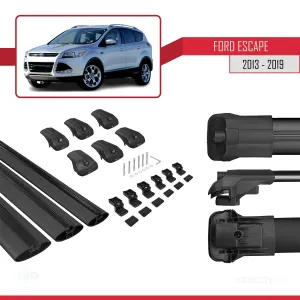 Ford Escape 2013-2019 Arası ile uyumlu ACE-1 Ara Atkı Tavan Barı SİYAH 3 ADET BAR thumb 5