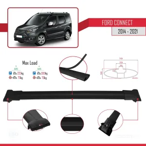 Ford Connect 2014-2021 Arası ile uyumlu FLY Model Ara Atkı Tavan Barı SİYAH 3 ADET BAR thumb 4