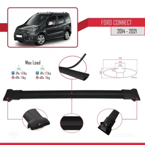 Ford Connect 2014-2021 Arası ile uyumlu FLY Model Ara Atkı Tavan Barı SİYAH thumb 4
