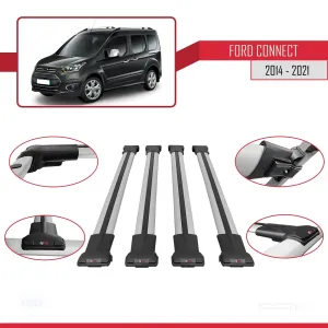 Ford Connect 2014-2021 Arası ile uyumlu FLY Model Ara Atkı Tavan Barı GRİ 4 ADET BAR thumb 5