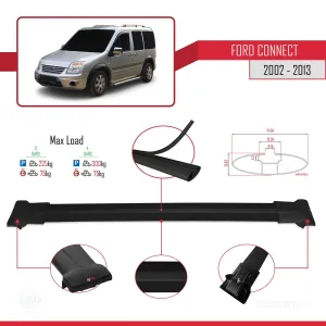 Ford Connect 2002-2013 Arası ile uyumlu FLY Model Ara Atkı Tavan Barı SİYAH 3 ADET BAR thumb 4