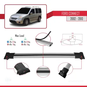 Ford Connect 2002-2013 Arası ile uyumlu FLY Model Ara Atkı Tavan Barı GRİ 3 ADET BAR thumb 4