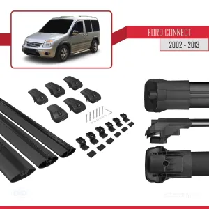Ford Connect 2002-2013 Arası ile uyumlu ACE-1 Ara Atkı Tavan Barı SİYAH 3 ADET BAR thumb 5