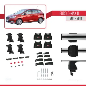 Ford C-Max II 2011-2018 Arası ile uyumlu ACE-4 Ara Atkı Tavan Barı GRİ thumb 4