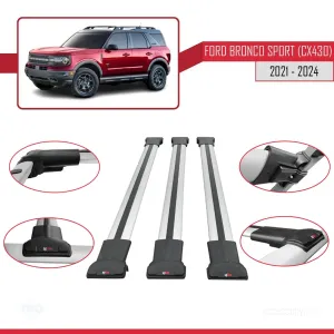Ford Bronco Sport (CX430) 2021 ve Sonrası ile Uyumlu FLY Model Ara Atkı Tavan Barı GRİ 3 ADET BAR thumb 5