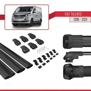 Fiat Talento 2016-2021 Arası ile uyumlu ACE-1 Ara Atkı Tavan Barı SİYAH 3 ADET BAR thumb 5