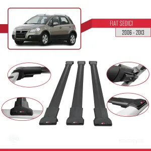 Fiat Sedici 2006-2013 Arası ile uyumlu FLY Model Ara Atkı Tavan Barı SİYAH 3 ADET BAR thumb 5