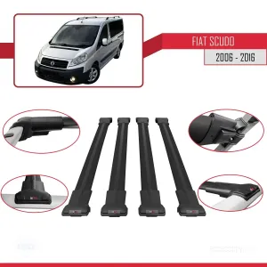 Fiat Scudo 2006-2016 Arası ile uyumlu FLY Model Ara Atkı Tavan Barı SİYAH 4 ADET BAR thumb 5