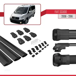 Fiat Scudo 2006-2016 Arası ile uyumlu ACE-1 Ara Atkı Tavan Barı SİYAH 3 ADET BAR thumb 5