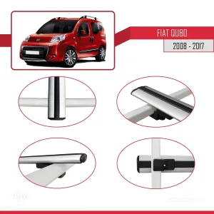 Fiat Qubo 2008-2017 Arası ile uyumlu Basic Model Ara Atkı Tavan Barı GRİ 3 ADET thumb 4