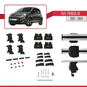 Fiat Panda III (319) 2012 ve Sonrası ile uyumlu ACE-4 Ara Atkı Tavan Barı GRİ thumb 5