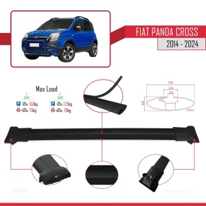 Fiat Panda Cross 2014 ve Sonrası ile uyumlu FLY Model Ara Atkı Tavan Barı SİYAH thumb 5