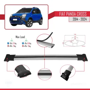 Fiat Panda Cross 2014 ve Sonrası ile uyumlu FLY Model Ara Atkı Tavan Barı GRİ  3 ADET thumb 4