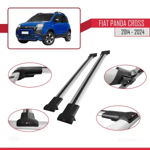 Fiat Panda Cross 2014 ve Sonrası ile uyumlu FLY Model Ara Atkı Tavan Barı GRİ thumb 4