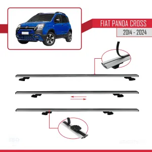 Fiat Panda Cross 2014 ve Sonrası ile uyumlu Basic Model Ara Atkı Tavan Barı GRİ  3 ADET thumb 5