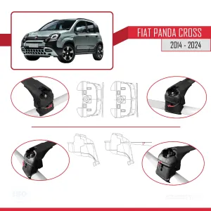 Fiat Panda Cross 2014 ve Sonrası ile uyumlu ACE-2 Ara Atkı Tavan Barı SİYAH thumb 4