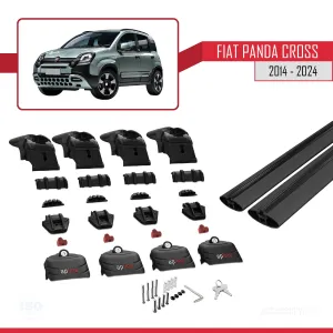 Fiat Panda Cross 2014 ve Sonrası ile uyumlu ACE-2 Ara Atkı Tavan Barı SİYAH thumb 5