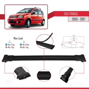 Fiat Panda 2003-2012 Arası ile Uyumlu FLY Model Ara Atkı Tavan Barı SİYAH 3 ADET BAR thumb 4