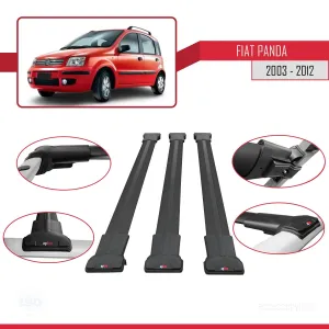 Fiat Panda 2003-2012 Arası ile Uyumlu FLY Model Ara Atkı Tavan Barı SİYAH 3 ADET BAR thumb 5