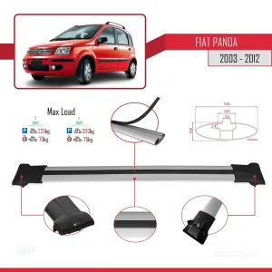 Fiat Panda 2003-2012 Arası ile Uyumlu FLY Model Ara Atkı Tavan Barı GRİ 3 ADET BAR thumb 4