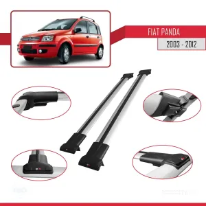 Fiat Panda 2003-2012 Arası ile uyumlu FLY Model Ara Atkı Tavan Barı GRİ thumb 5