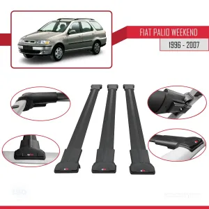 Fiat Palio WEEKEND 1996-2007 Arası ile Uyumlu FLY Model Ara Atkı Tavan Barı SİYAH 3 ADET BAR thumb 5