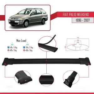 Fiat Palio WEEKEND 1996-2007 Arası ile uyumlu FLY Model Ara Atkı Tavan Barı SİYAH thumb 4