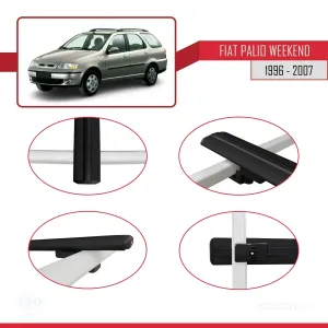 Fiat Palio WEEKEND 1996-2007 Arası ile uyumlu Basic Model Ara Atkı Tavan Barı SİYAH 3 ADET thumb 4
