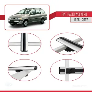 Fiat Palio WEEKEND 1996-2007 Arası ile uyumlu Basic Model Ara Atkı Tavan Barı GRİ 3 ADET thumb 4