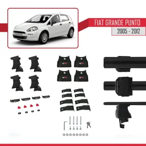 Fiat Grande Punto 2005-2012 Arası ile uyumlu ACE-4 Ara Atkı Tavan Barı SİYAH thumb 5