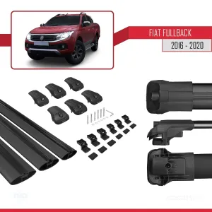 Fiat Fullback 2016-2020 Arası ile uyumlu ACE-1 Ara Atkı Tavan Barı SİYAH 3 ADET BAR thumb 5