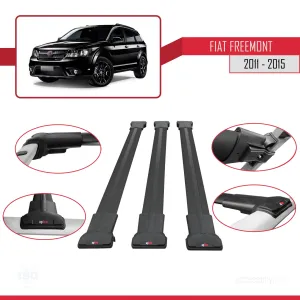 Fiat Freemont 2011-2015 Arası ile Uyumlu FLY Model Ara Atkı Tavan Barı SİYAH 3 ADET BAR thumb 5