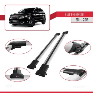 Fiat Freemont 2011-2015 Arası ile Uyumlu FLY Model Ara Atkı Tavan Barı GRİ thumb 5