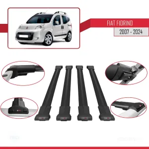 Fiat Fiorino 2007 ve Sonrası ile uyumlu FLY Model Ara Atkı Tavan Barı SİYAH 4 ADET BAR thumb 5