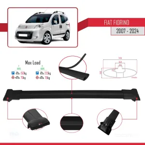 Fiat Fiorino 2007 ve Sonrası ile Uyumlu FLY Model Ara Atkı Tavan Barı SİYAH thumb 5