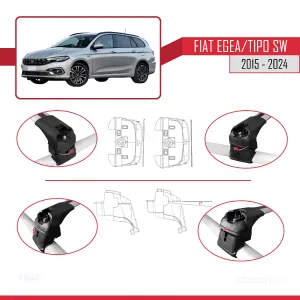 Fiat Egea/Tipo SW 2015 ve Sonrası ile uyumlu ACE-2 Ara Atkı Tavan Barı GRİ thumb 4