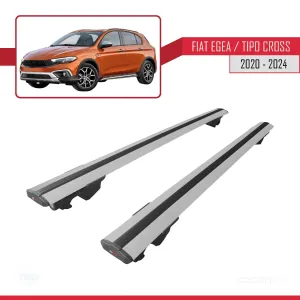 Fiat Egea Cross 2020 ve Sonrası ile uyumlu HOOK Model Anahtar Kilitli Ara Atkı Tavan Barı GRİ thumb 4