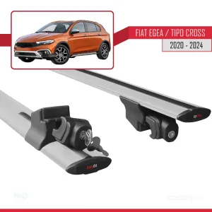 Fiat Egea Cross 2020 ve Sonrası ile uyumlu HOOK Model Anahtar Kilitli Ara Atkı Tavan Barı GRİ thumb 5