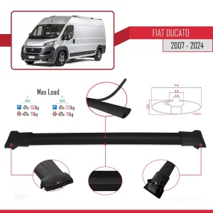 Fiat Ducato 2007 ve Sonrası ile Uyumlu FLY Model Ara Atkı Tavan Barı SİYAH thumb 5